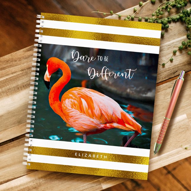 Flamingo Gold White Stripes Dare To Be Different Notebook (Creator Uploaded)