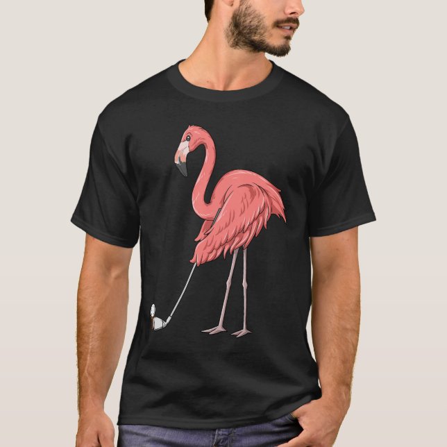 Flamingo Golf Flamingo Playing Golf Golfer T-Shirt (Front)