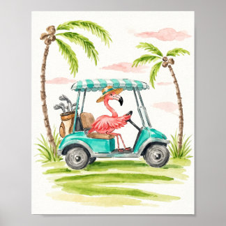Flamingo Golf Watercolor Art Print