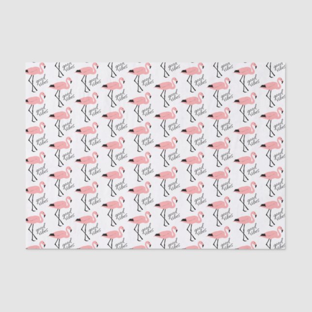 Flamingo Good Vibes Pink Black Cute Tissue Paper (Front)