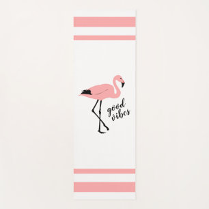 Flamingo Good Vibes Pink Black White Cute Yoga Mat