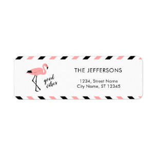 Flamingo Good Vibes Pink Return Address Label