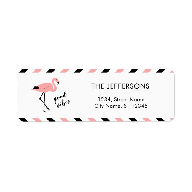 Flamingo Good Vibes Pink Return Address Label (Front)