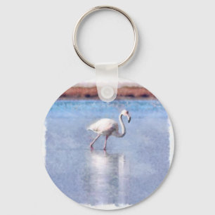 Flamingo Grace And Beauty Watercolor Key Ring