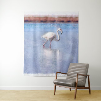 Flamingo Grace And Beauty Watercolor Tapestry