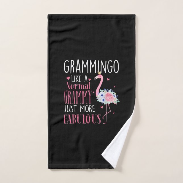 Flamingo Grammingo Like A Normal Grammy Gift Funny Hand Towel (Hand Towel)