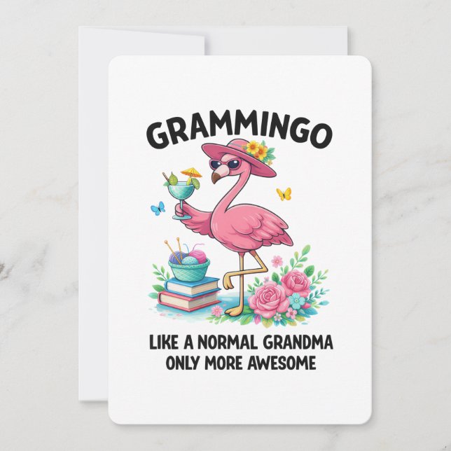 Flamingo Grammingo Like a Normal Grandma Only More Invitation (Front)