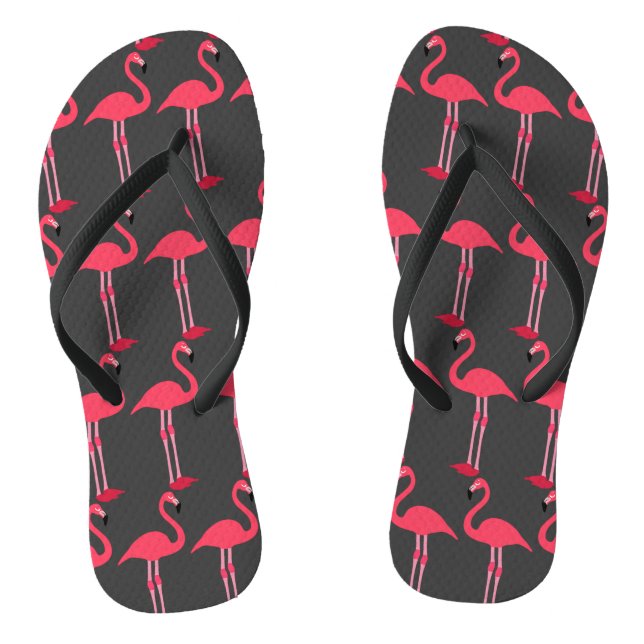 Flamingo Grey Black Flip Flops (Footbed)