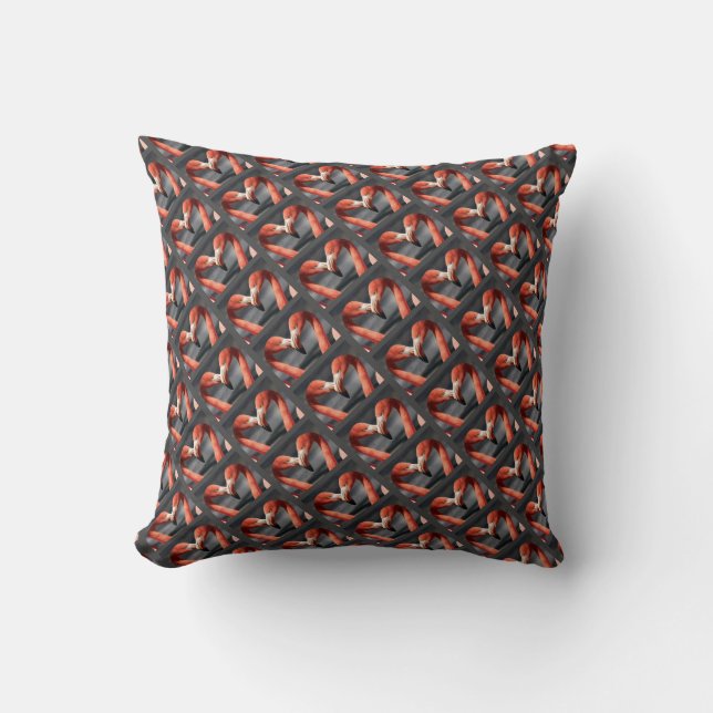 FLAMINGO Grey Coral Geometric Cushion (Front)