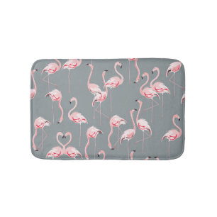 Flamingo Grey: Vintage Seamless Pattern. Bath Mat