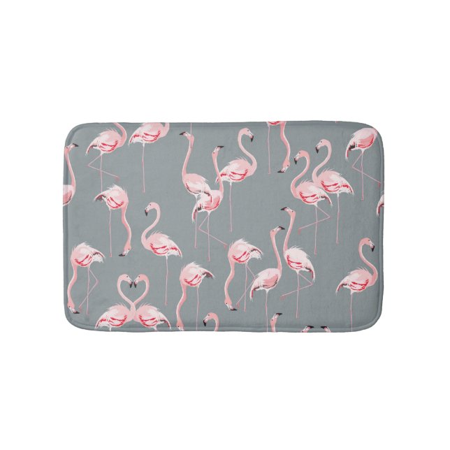Flamingo Grey: Vintage Seamless Pattern. Bath Mat (Front)