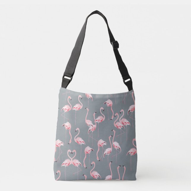 Flamingo Grey: Vintage Seamless Pattern. Crossbody Bag (Front)