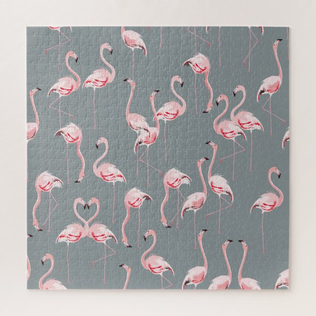 Flamingo Grey: Vintage Seamless Pattern. Jigsaw Puzzle (Vertical)