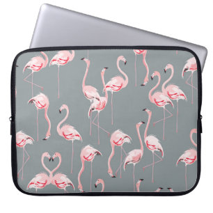 Flamingo Grey: Vintage Seamless Pattern. Laptop Sleeve