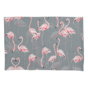 Flamingo Grey: Vintage Seamless Pattern. Pillowcase