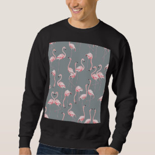 Flamingo Grey: Vintage Seamless Pattern. Sweatshirt
