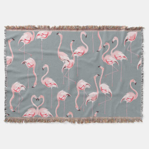 Flamingo Grey: Vintage Seamless Pattern. Throw Blanket