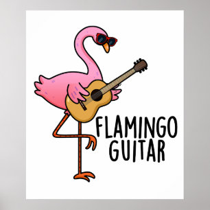 Flamingo Guitar Funny Music Pun  Poster