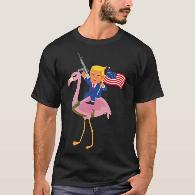 Flamingo Gun Merica 2020 Election Maga Republican  T-Shirt (Front)