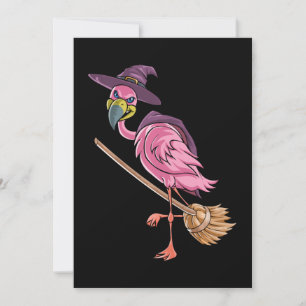 Flamingo   Halloween Flamingo Witch Scary Party Invitation