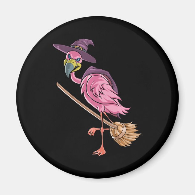 Flamingo | Halloween Flamingo Witch Scary Party Magnet (Front)