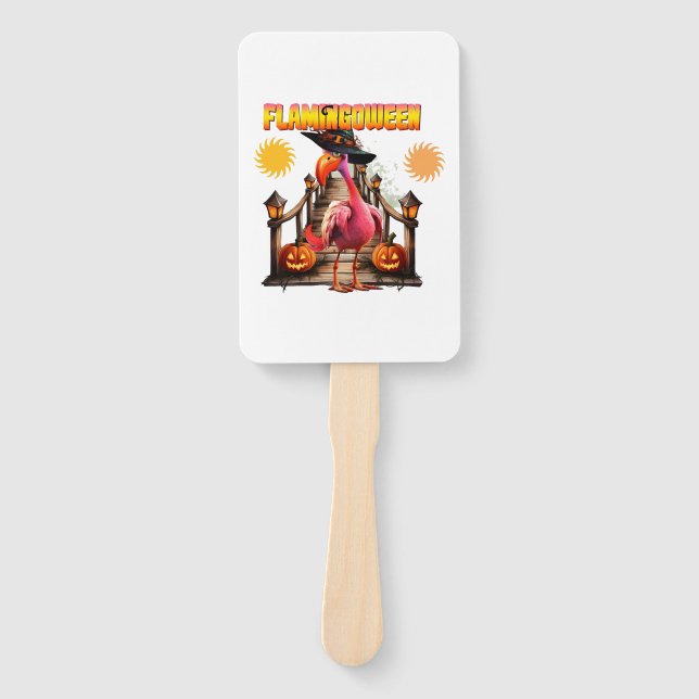 Flamingo Halloween Hand Fan (Front)