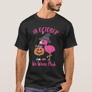 Flamingo Halloween Love October Pink Cancer T-Shirt
