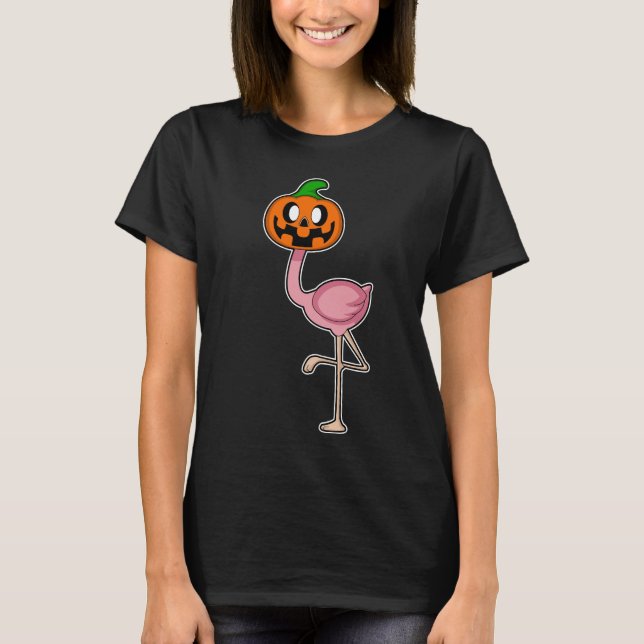Flamingo Halloween Pumpkin T-Shirt (Front)
