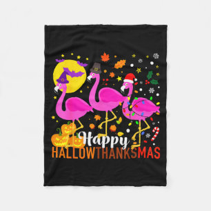 Flamingo Halloween Thanksgiving Christmas Hallowth Fleece Blanket