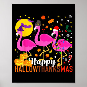 Flamingo Halloween Thanksgiving Christmas Poster
