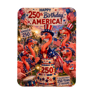 Flamingo Happy 250th Birthday America July 4th Magnet