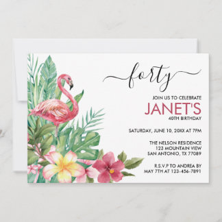 Flamingo Happy Birthday  Invitation