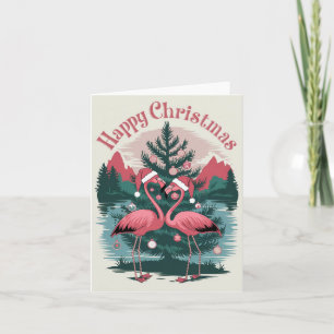 Flamingo Happy Christmas Card