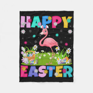 Flamingo Happy Easter Egg Hunt Bunny Ear Flamingo Fleece Blanket