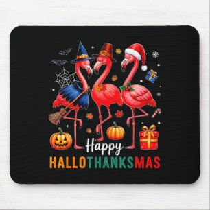 Flamingo Happy Hallothanksmas Funny Halloween Than Mouse Mat
