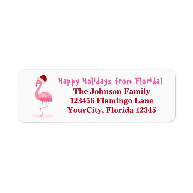 Flamingo Happy Holidays Florida Return Address (Front)