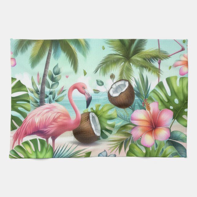 Flamingo Haven Tea Towel (Horizontal)