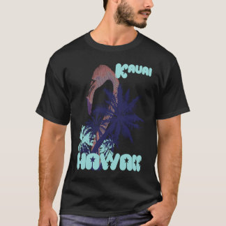 Flamingo Hawaii Kauai Palm trees Vacation Ocean T-Shirt