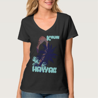 Flamingo Hawaii Kauai Palm trees Vacation Ocean T-Shirt