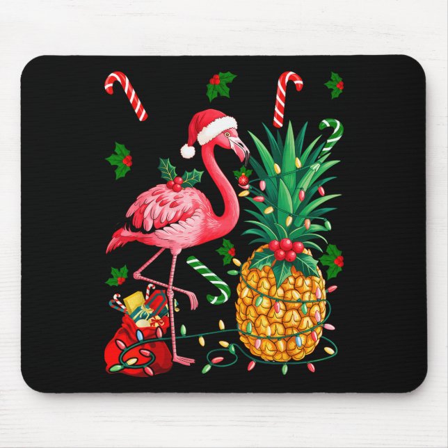 Flamingo Hawaiian Ne Christmas Lights Xmas  Mouse Mat (Front)