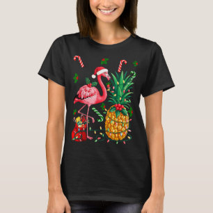 Flamingo Hawaiian Ne Christmas Lights Xmas  T-Shirt