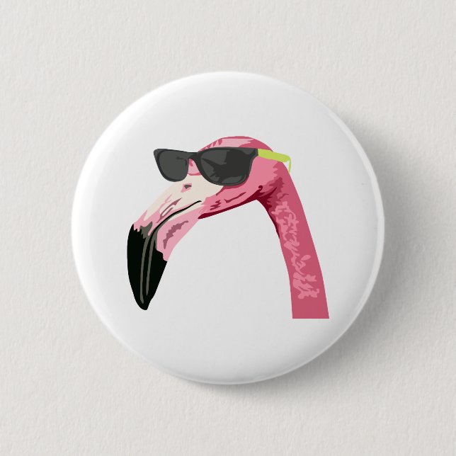 FLAMINGO HEAD 6 CM ROUND BADGE (Front)