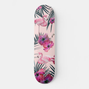 Flamingo Hibiscus Jungle Siesta #2 #tropical Skateboard