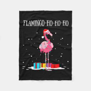 Flamingo Ho Ho Ho Nk Christmas Tree Lights Chain X Fleece Blanket