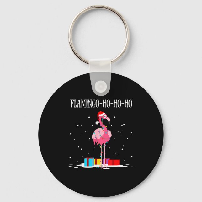 Flamingo Ho Ho Ho Nk Christmas Tree Lights Chain X Key Ring (Front)