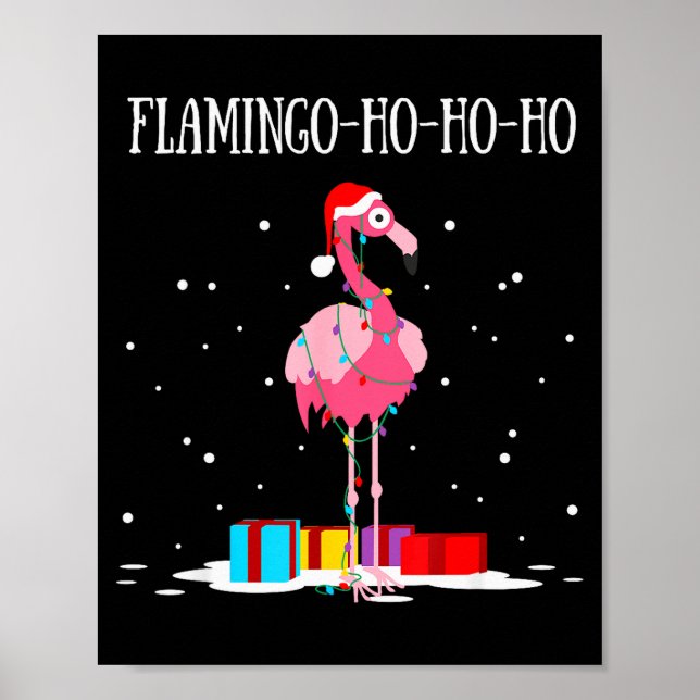 Flamingo Ho Ho Ho Nk Christmas Tree Lights Chain X Poster (Front)