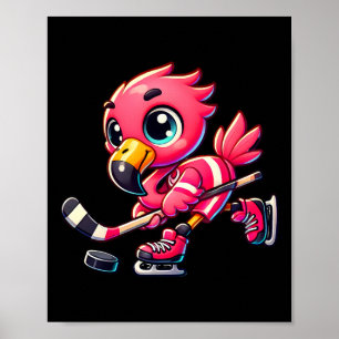 Flamingo Hockey Player Bird Lover Men Women Kids  Poster