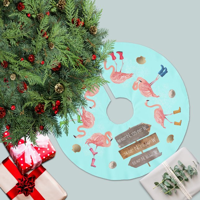 Flamingo Holiday Adventures Brushed Polyester Tree Skirt (Creator Uploaded)