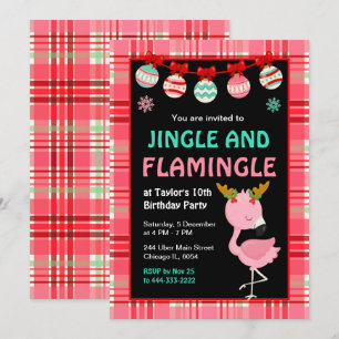 Flamingo Holiday Birthday Party Invitation