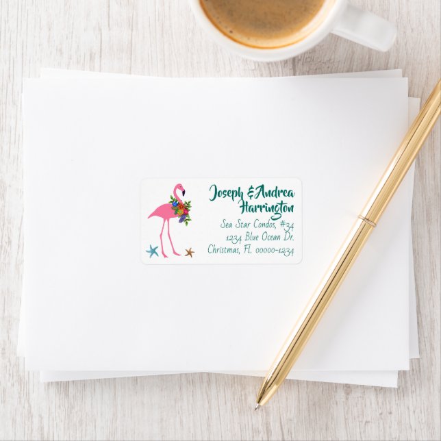 Flamingo Holiday Wide Address Labels (Insitu)